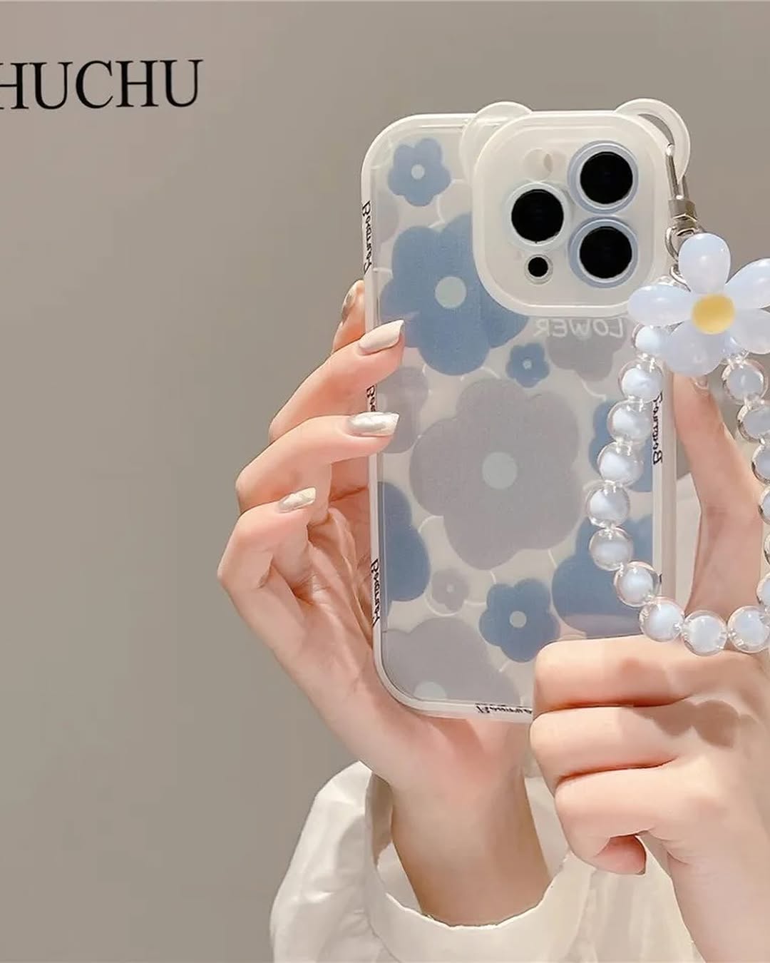 Blue Floral Case With Flower Charms