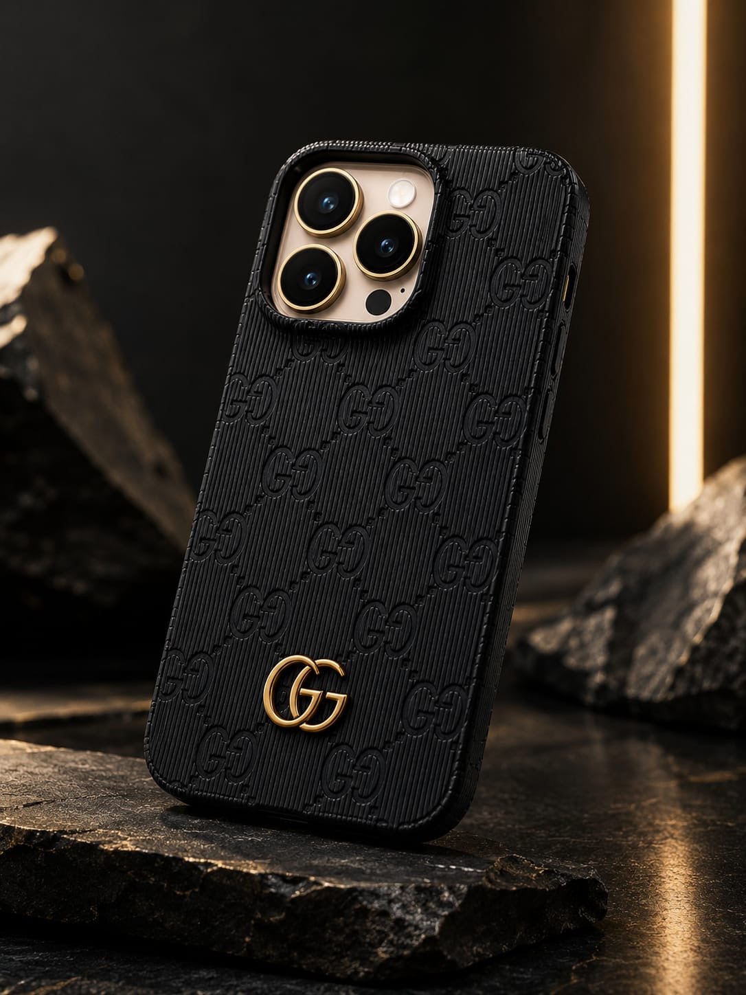 GG Branded Leather Case With Metal GG Monogram 🖤