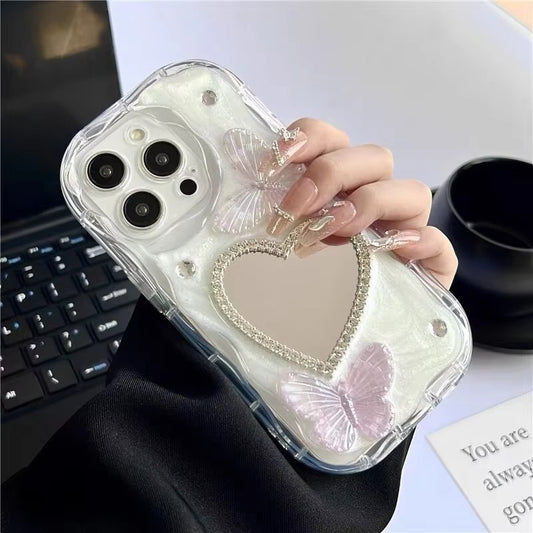 Cute Butterfly Mirror Heart Case🦋🫶🏻
