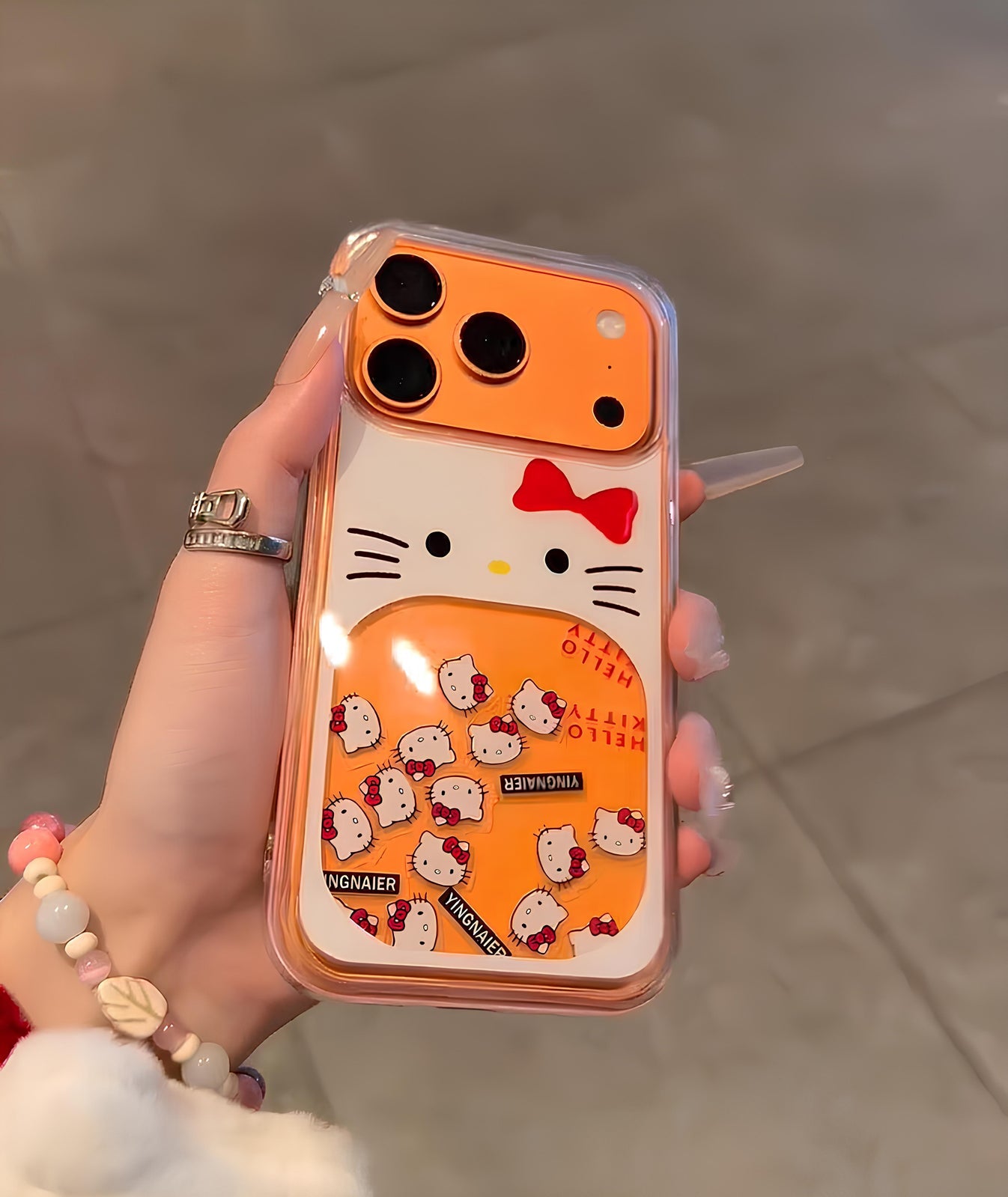 Hello Kitty Glitter Waterfall Transparent Case