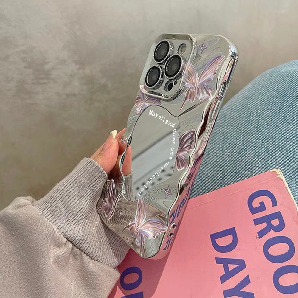 Butterfly Makeup Mirror Aesthetic Case