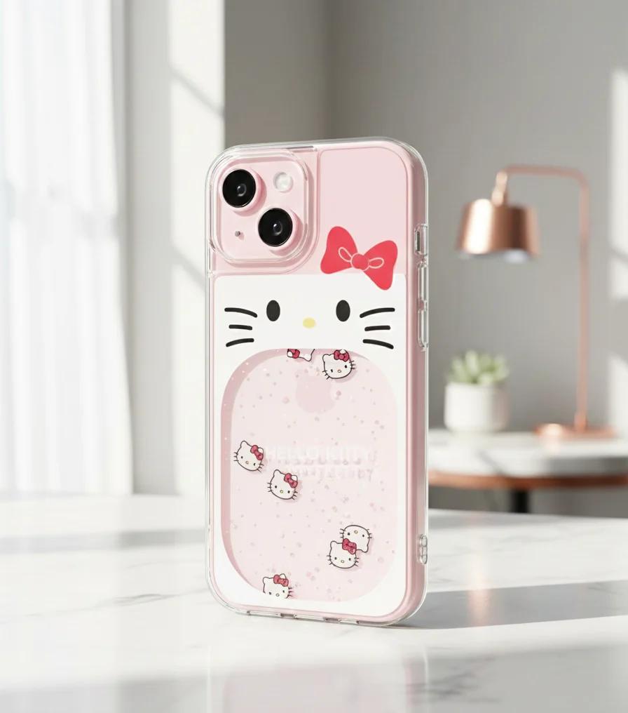 Hello Kitty Glitter Waterfall Transparent Case